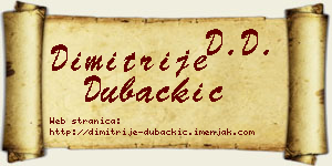 Dimitrije Dubačkić vizit kartica